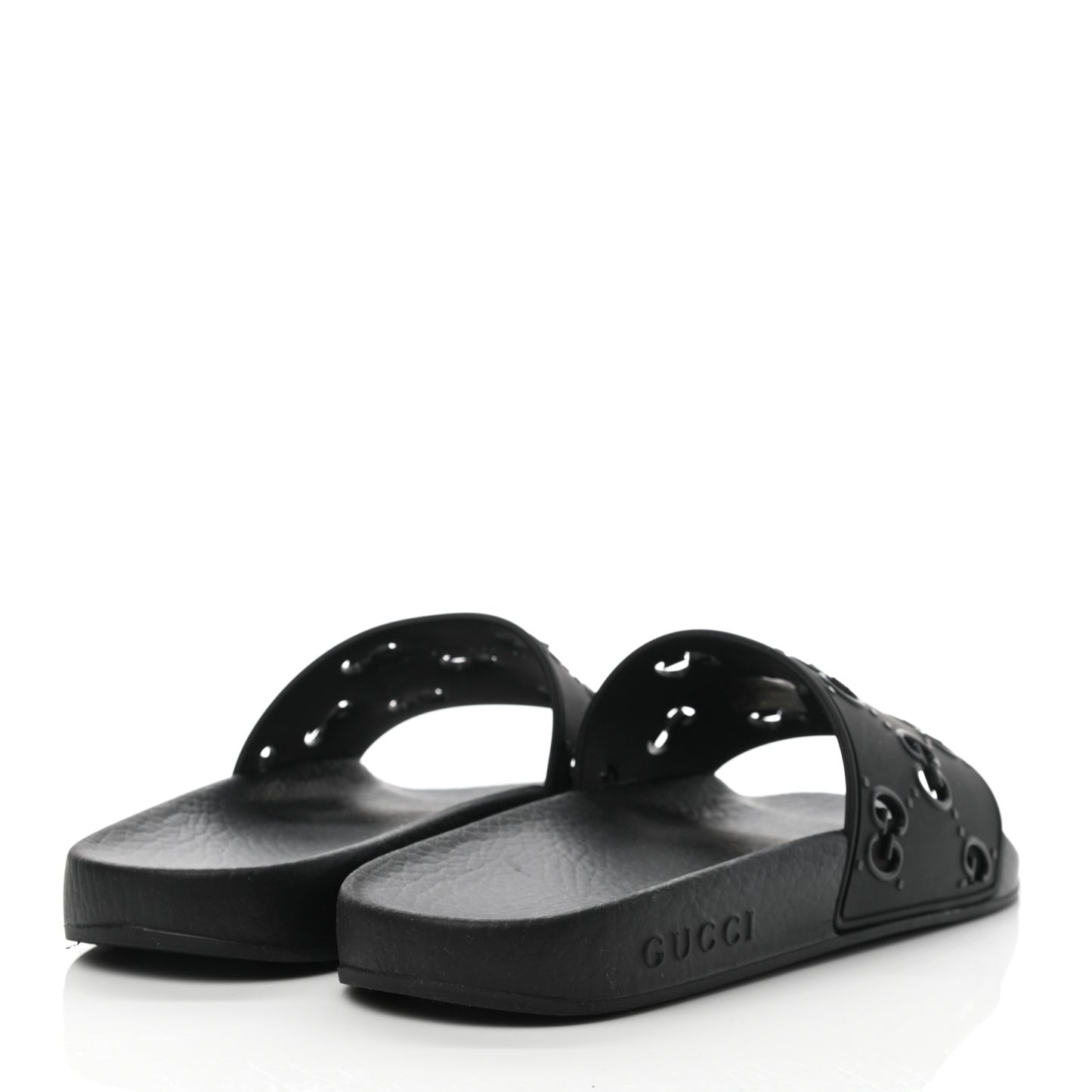 Rubber GG Monogram Perforated Womens Slide Sandals 37 Black