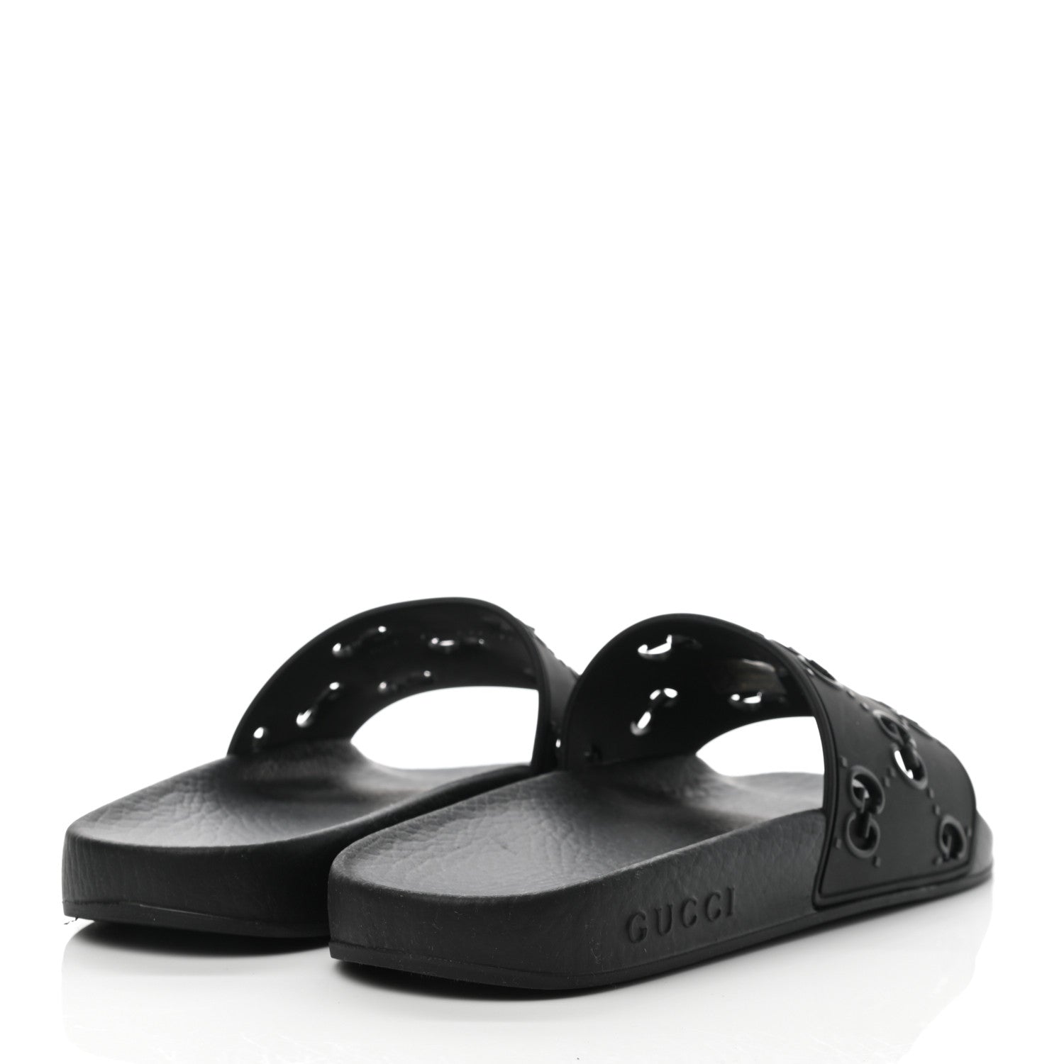 Gucci Rubber GG Monogram Perforated Womens Slide Sandals 37 Black 4 of 7