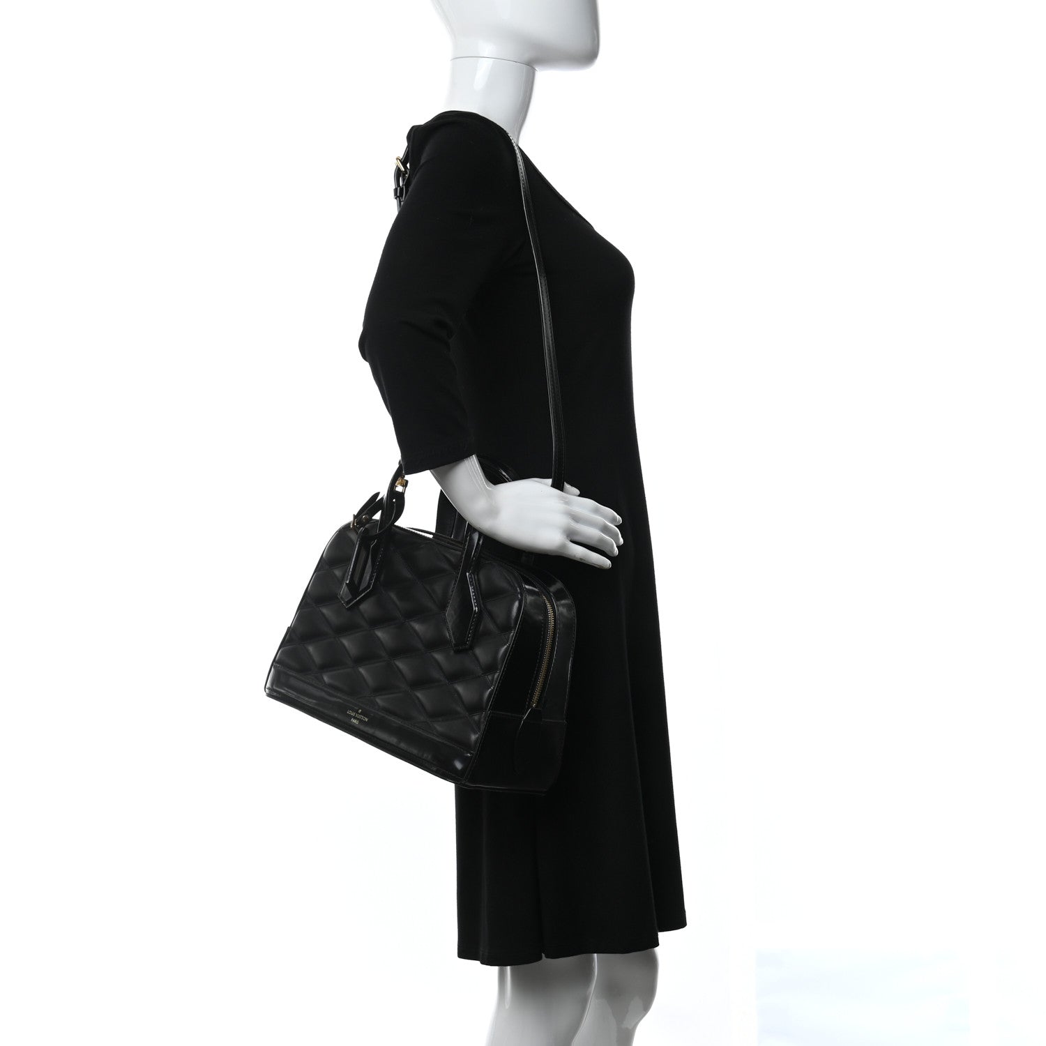 Louis Vuitton Lambskin Malletage Dora PM Black 2 of 8