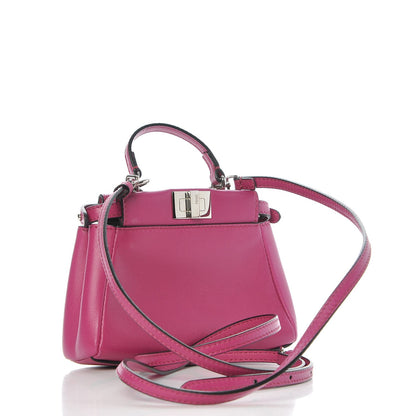 Fendi Nappa Micro Peekaboo Iconic Satchel Magenta 3 of 8