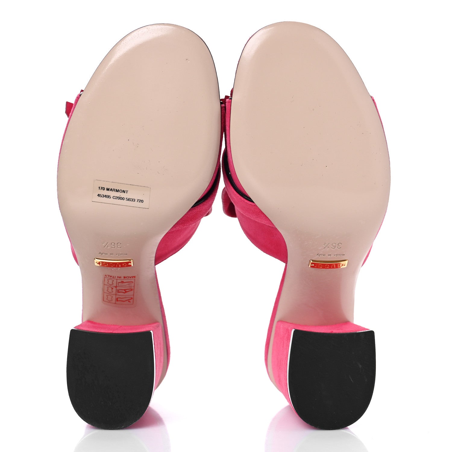 Gucci Kid Scamosciato GG Marmont Fringe 75mm Slide Sandals 36.5 Hot Pink 6 of 9