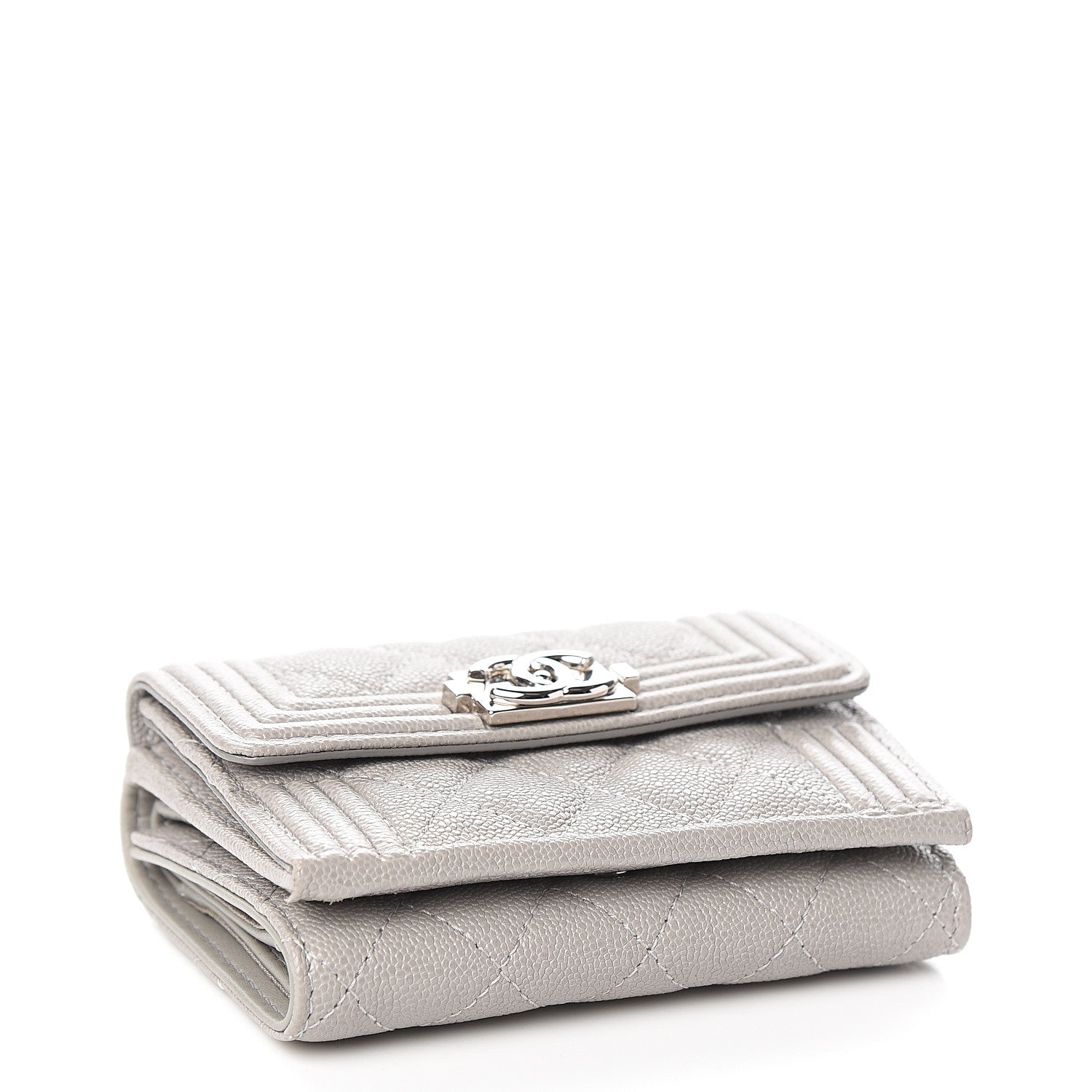 Chanel Iridescent Caviar Quilted Small Boy Flap Wallet Grey 3 of 8
