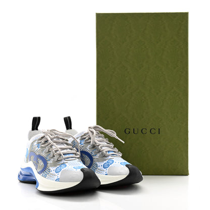 Gucci Technical Knit Fabric Waves GG Monogram Womens Gucci Run Sneakers 35 Great White Bright Splash Thunder Grey Sky 7 of 7