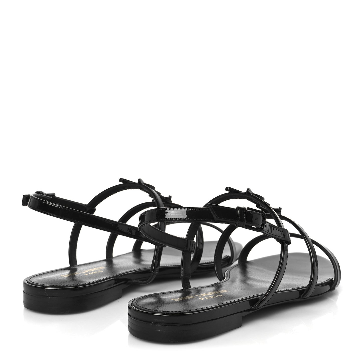 Patent Calfskin Cassandra Monogram Sandals 37 Black