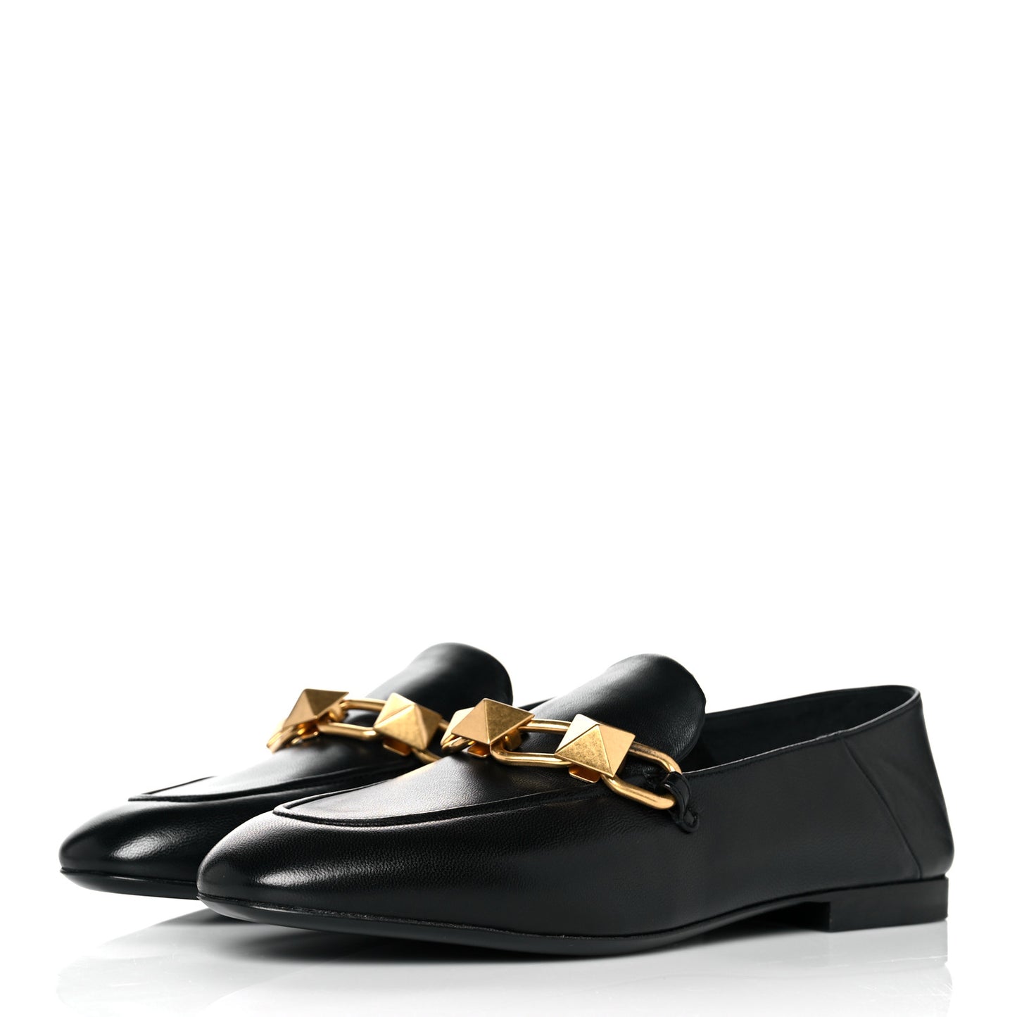 Nappa Stud Sign Loafers 38 Black