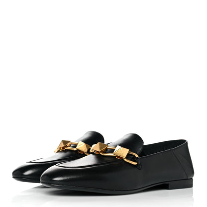 Valentino Garavani Nappa Stud Sign Loafers 38 Black 3 of 9