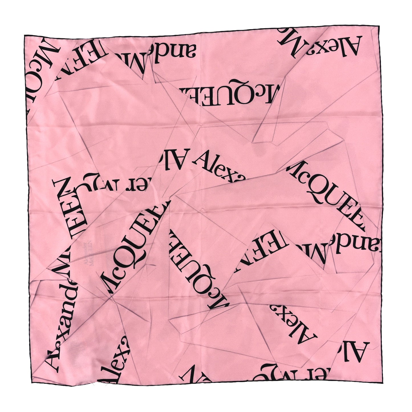 Silk Origami Logo Scarf Pink Black