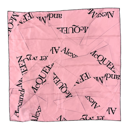 Alexander McQueen Silk Origami Logo Scarf Pink Black 1 of 3