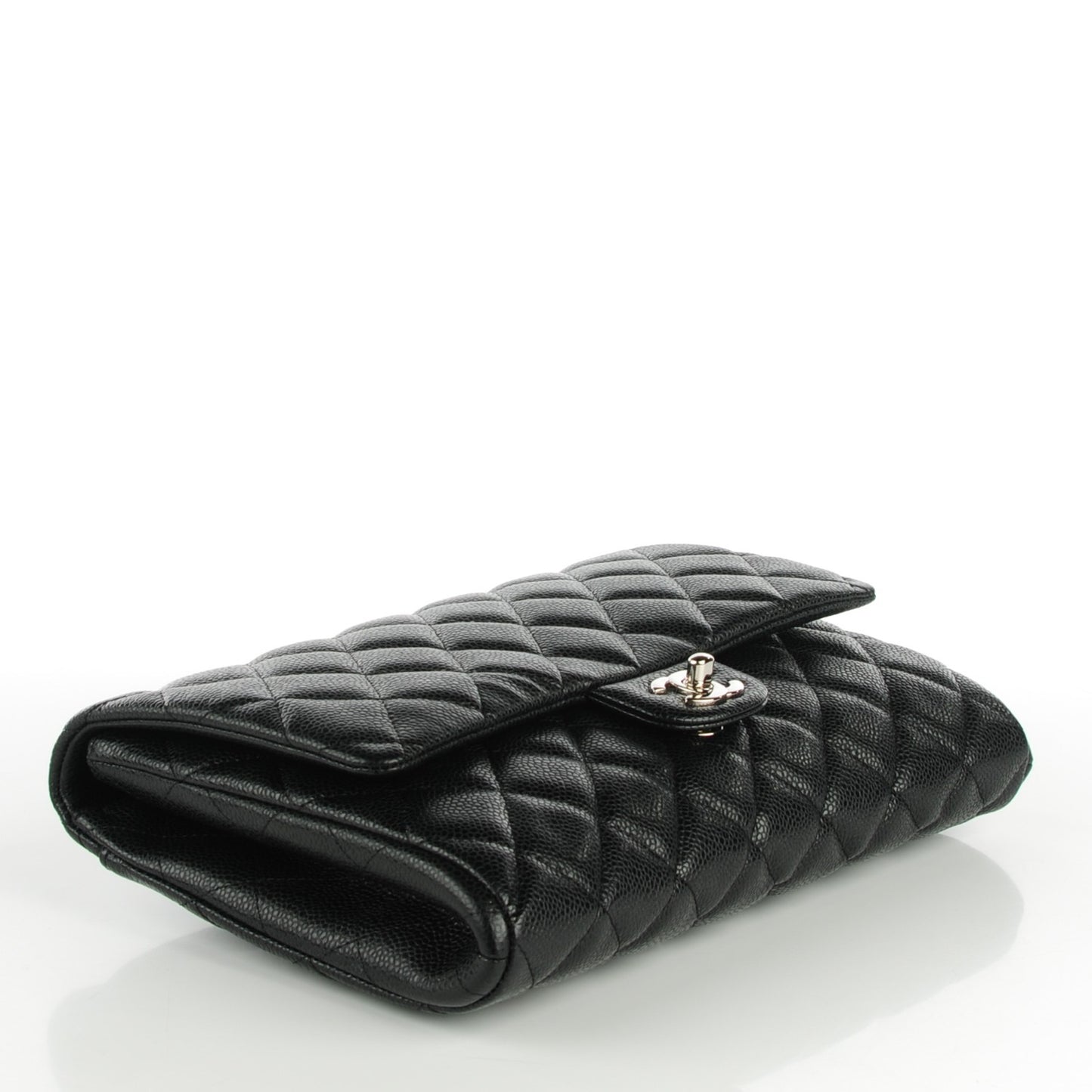 Caviar Quilted Clutch With Chain Flap Black