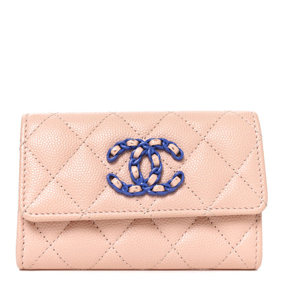 Chanel Caviar Quilted Chain CC Flap Card Holder Light Pink 1 of 9