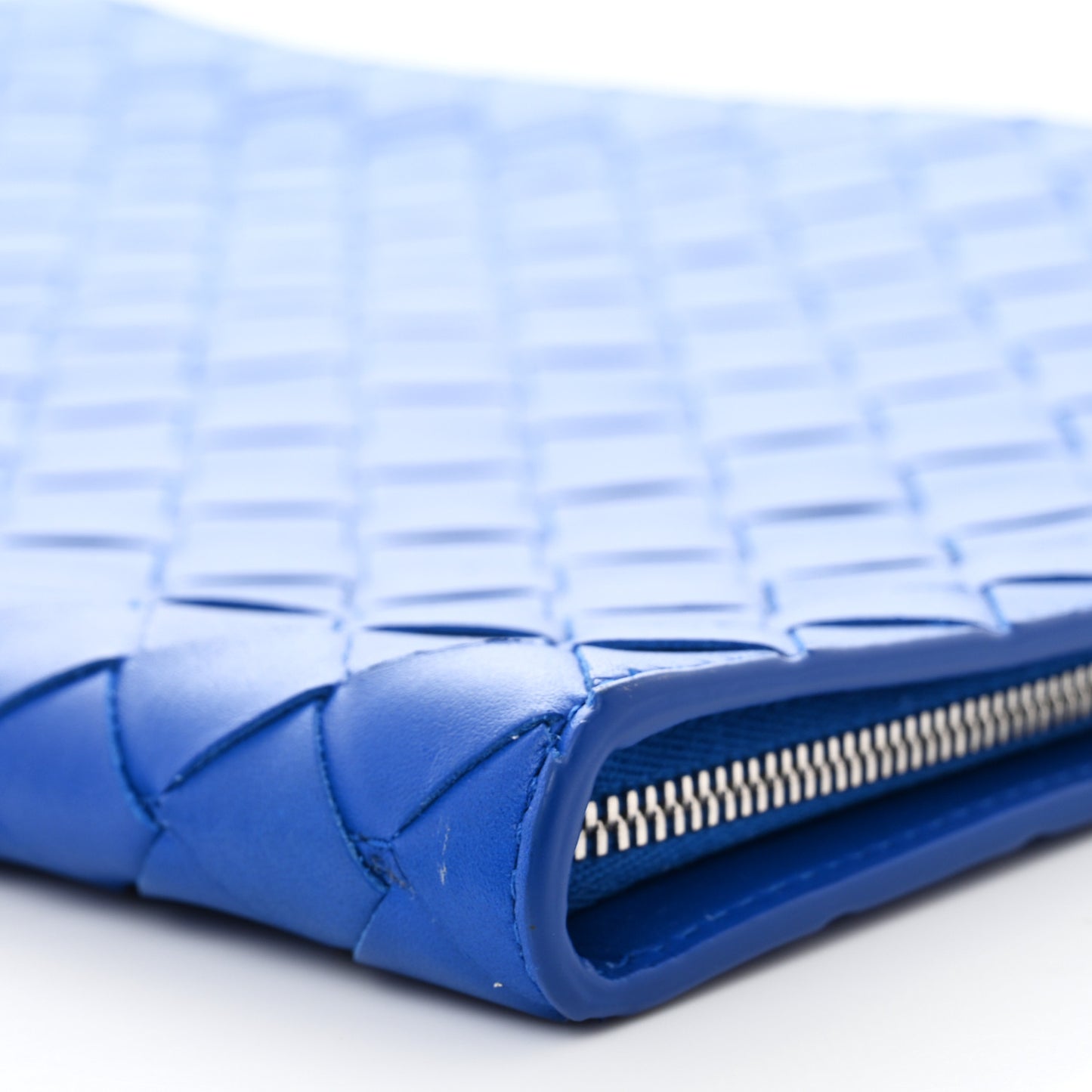Nappa Intrecciato Flat Zip Pouch Signal Blue