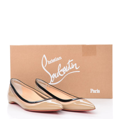 Christian Louboutin Patent PVC Paulina Flats 35.5 Beige Black 9 of 9