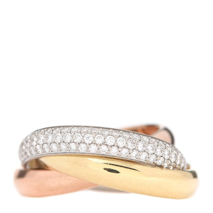 Cartier 18K White Yellow Pink Gold Diamond Classic Trinity Paved Ring 53 6.25 1 of 5