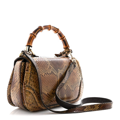 Gucci Snakeskin Medium New Bamboo Top Handle Bag Natural 3 of 15