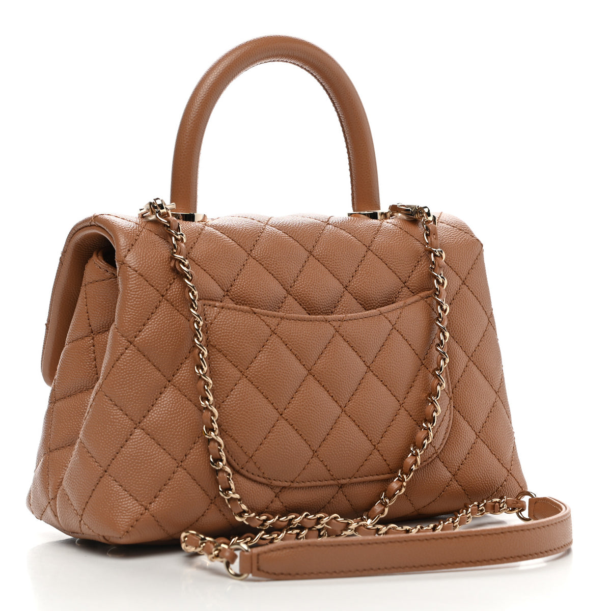 Caviar Quilted Mini Coco Handle Flap Brown