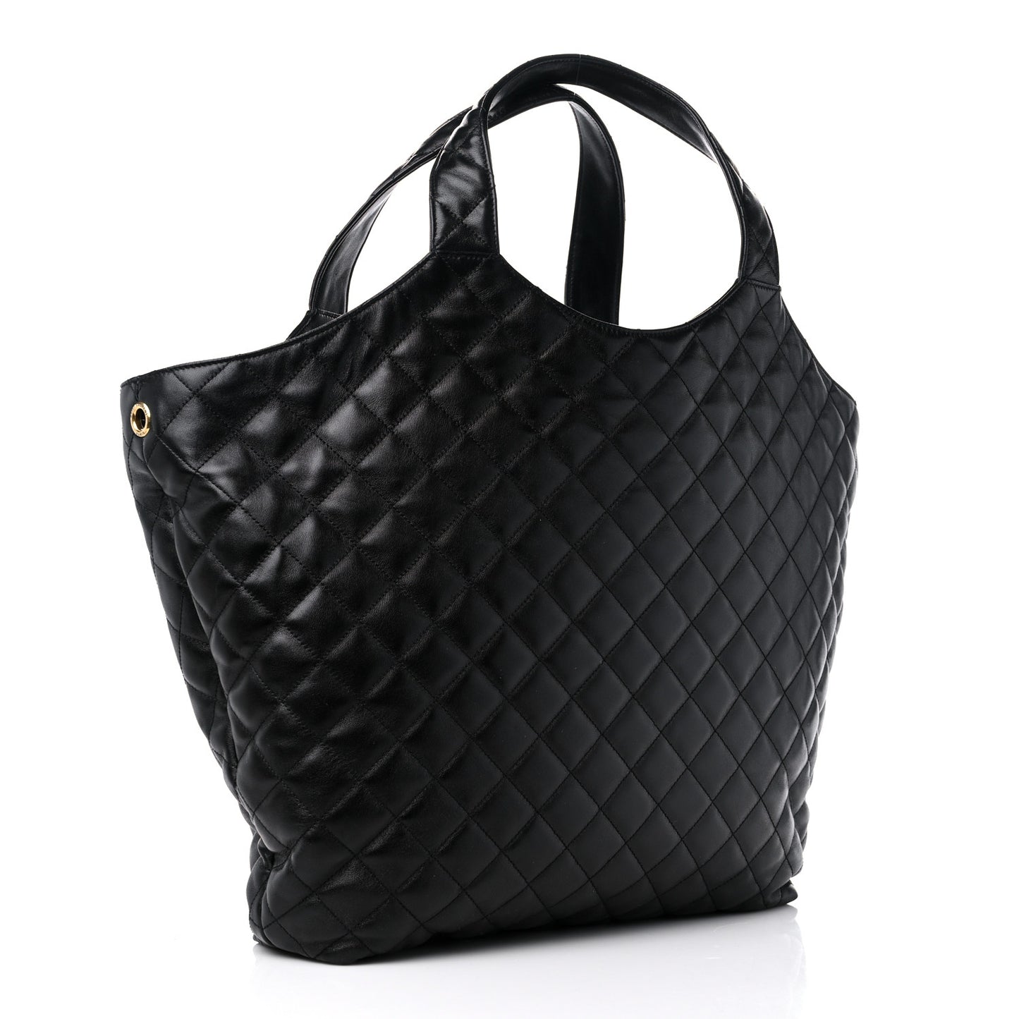 Lambskin Quilted Maxi Icare Shopping Tote Black