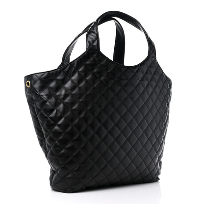 Saint Laurent Lambskin Quilted Maxi Icare Shopping Tote Black 4 of 10