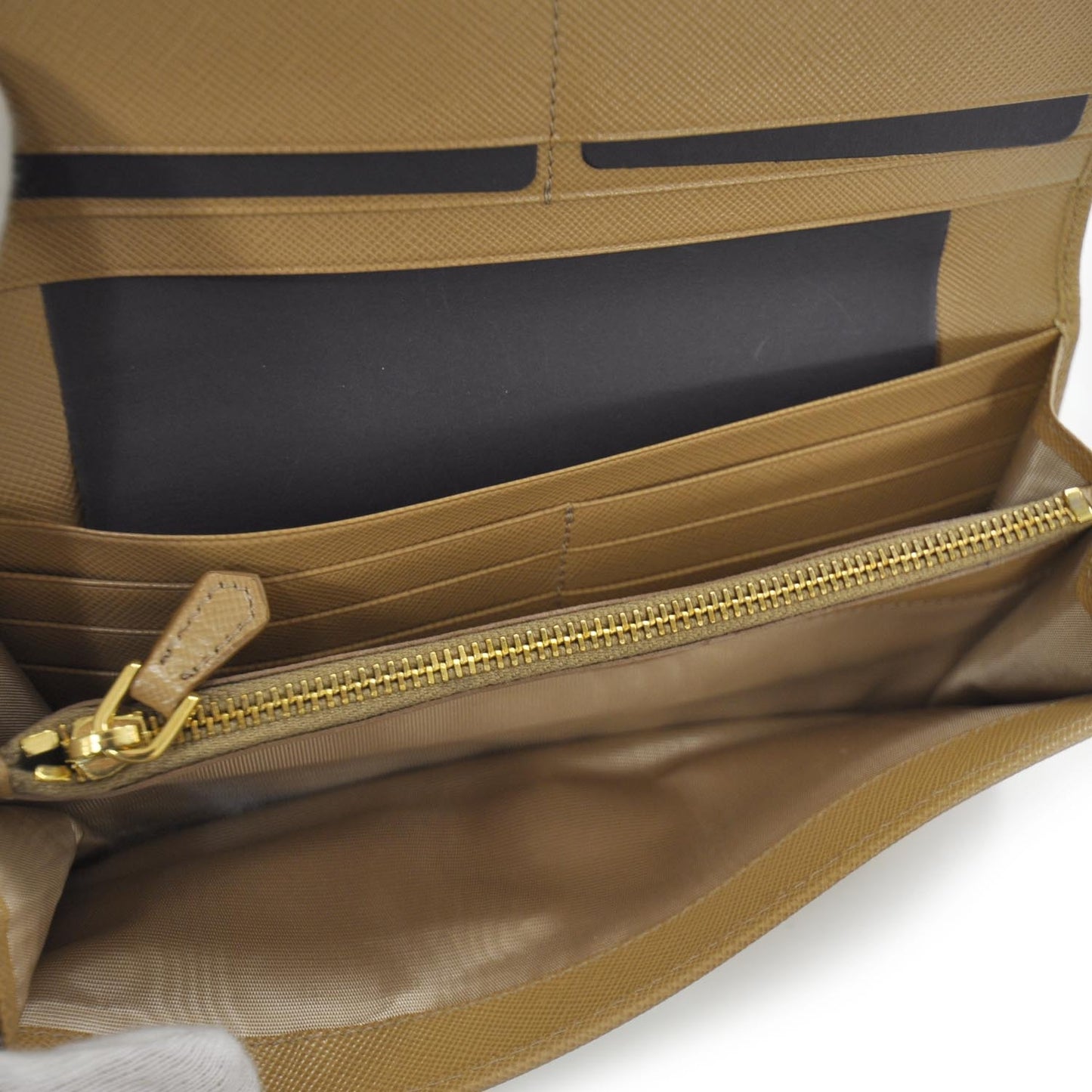 Saffiano Perforated Stripe Continental Wallet Cuoio Mimosa