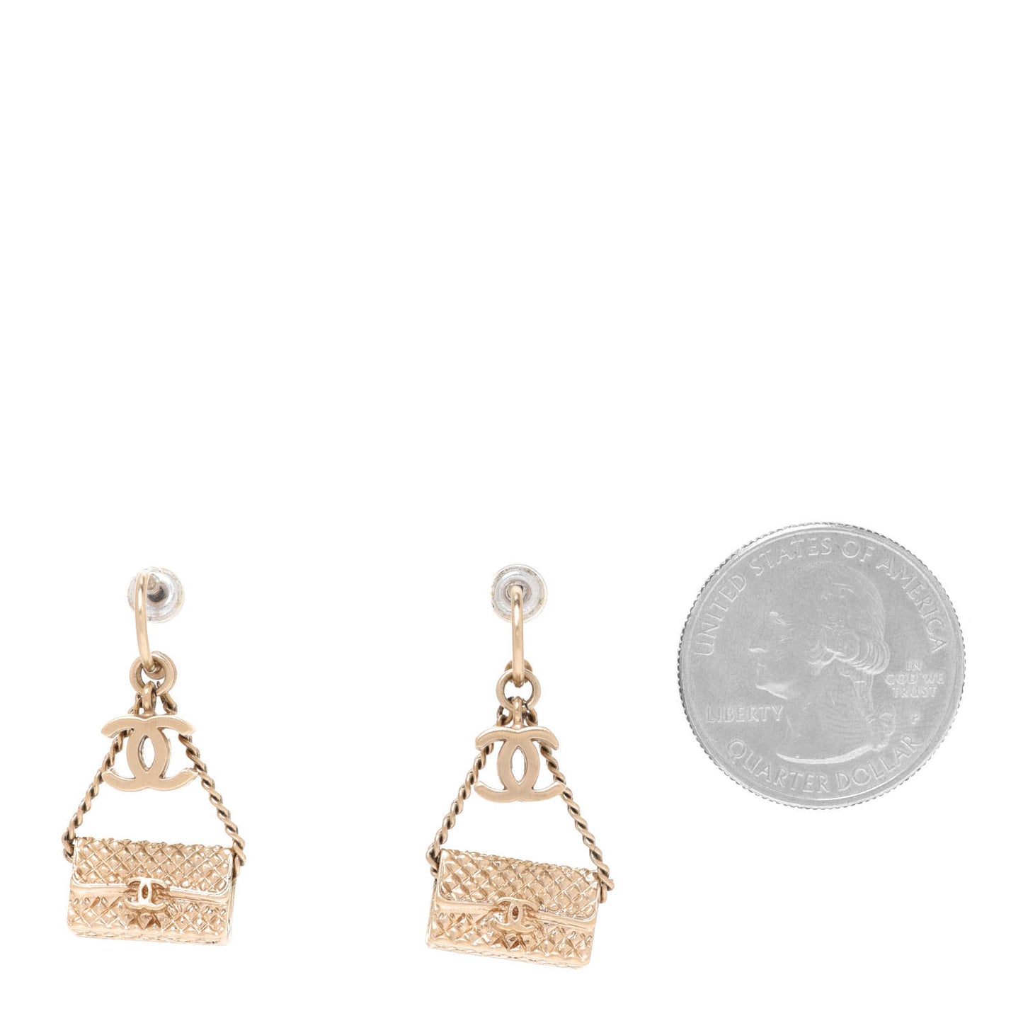 CC Flap Bag Drop Earrings Gold
