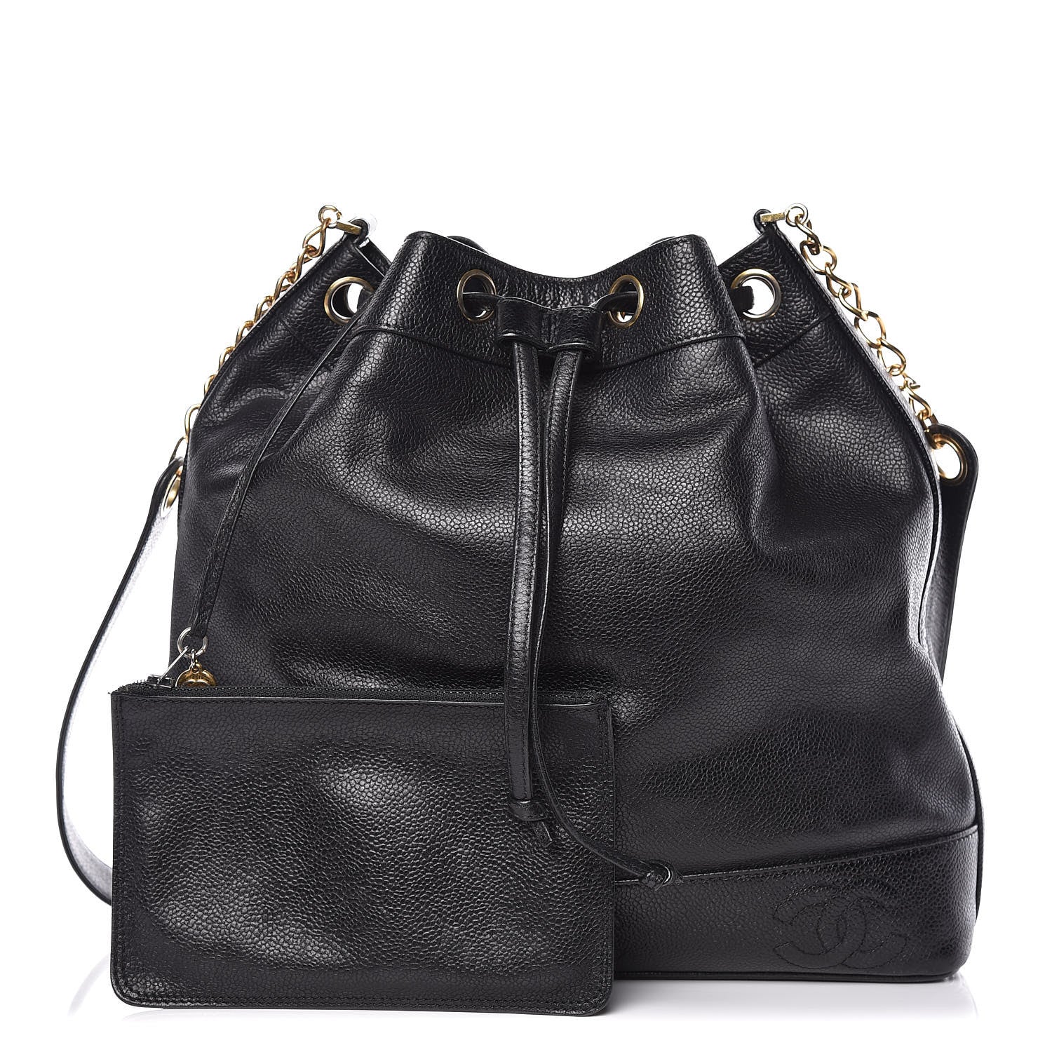 Chanel Caviar CC Drawstring Shoulder Bag Black 1 of 14