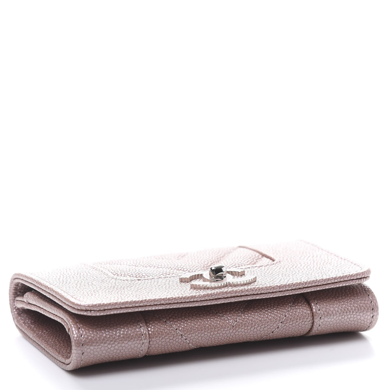 Chanel Metallic Caviar Chevron Quilted Vintage Mademoiselle Flap Card Holder Pink 4 of 9