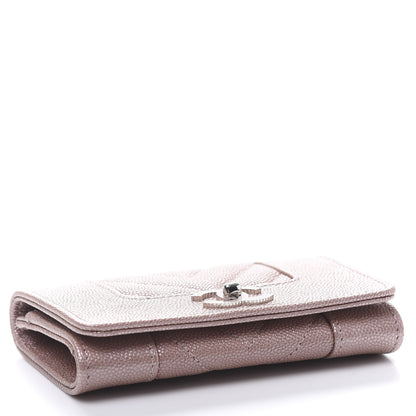 Chanel Metallic Caviar Chevron Quilted Vintage Mademoiselle Flap Card Holder Pink 4 of 9