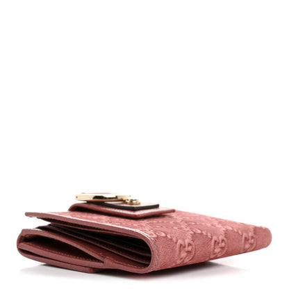 Gucci Suede Monogram Abbey Compact Wallet Pink 4 of 10