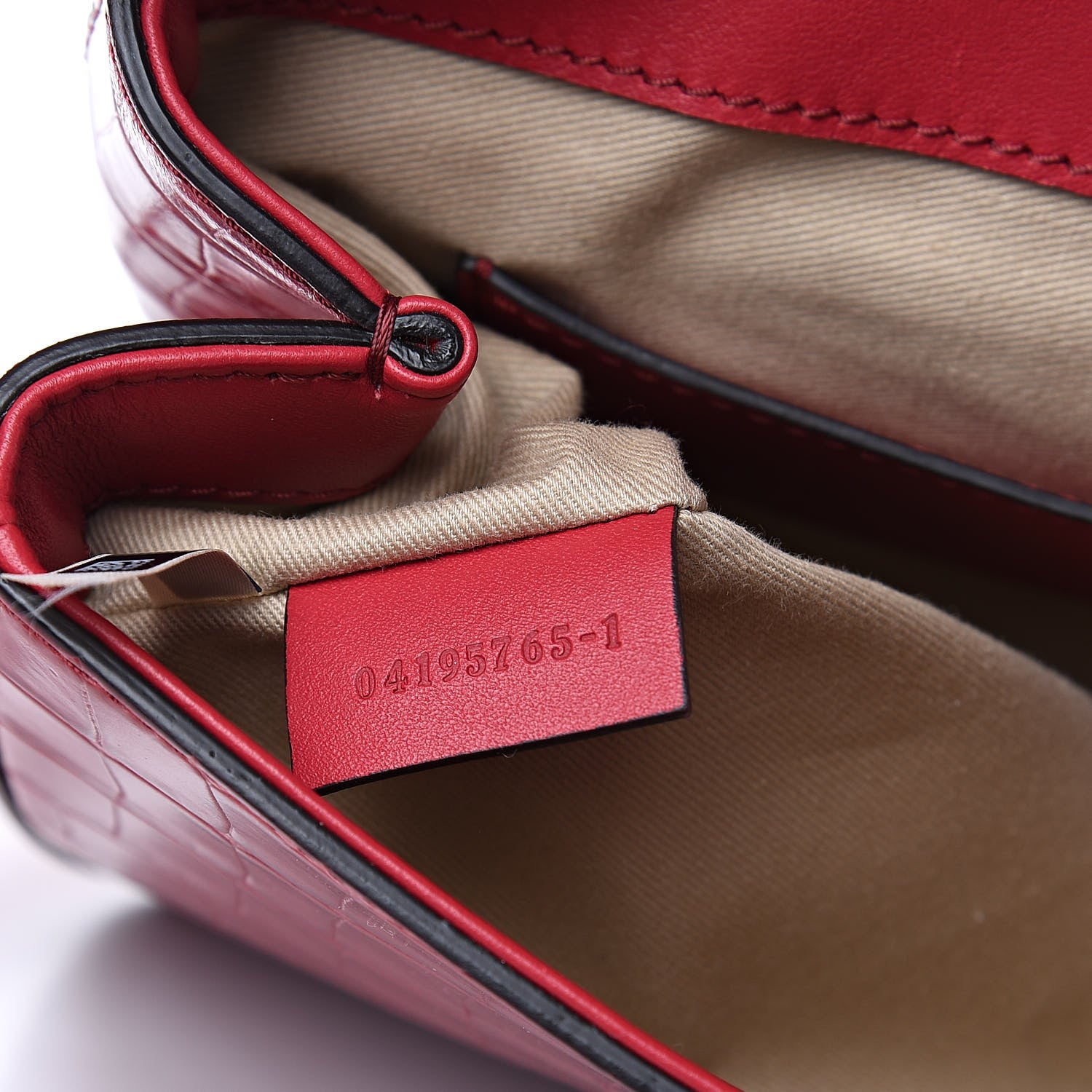 Chloe Calfskin Crocodile Embossed C Double Carry Dusky Red 7 of 11