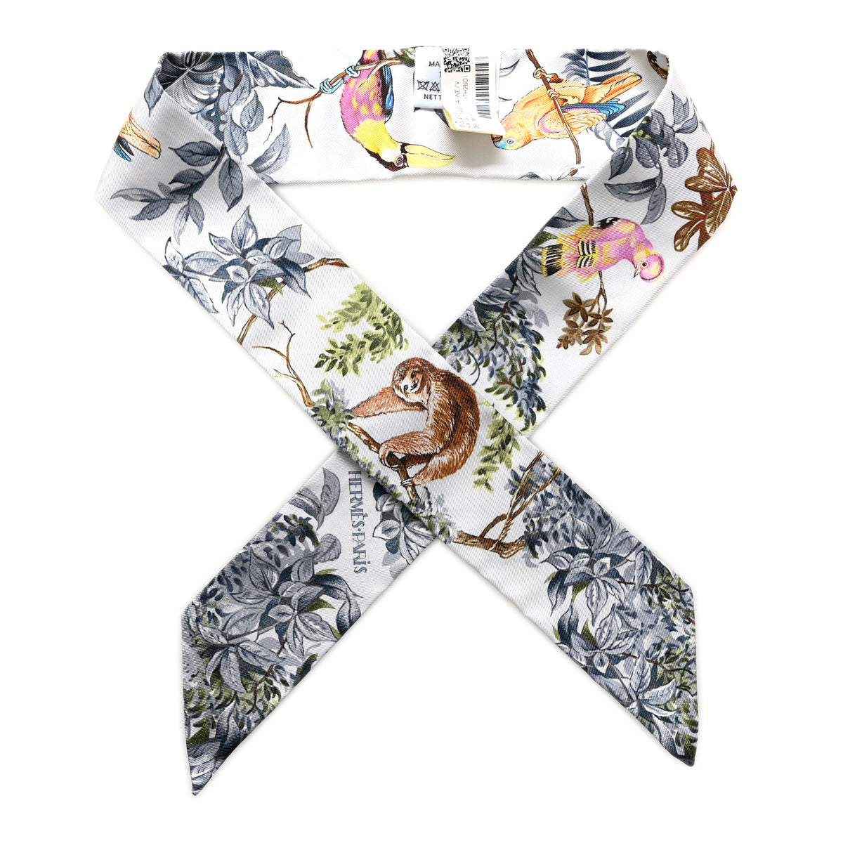 Silk Equateur Twilly Gris Perle Jaune Vert