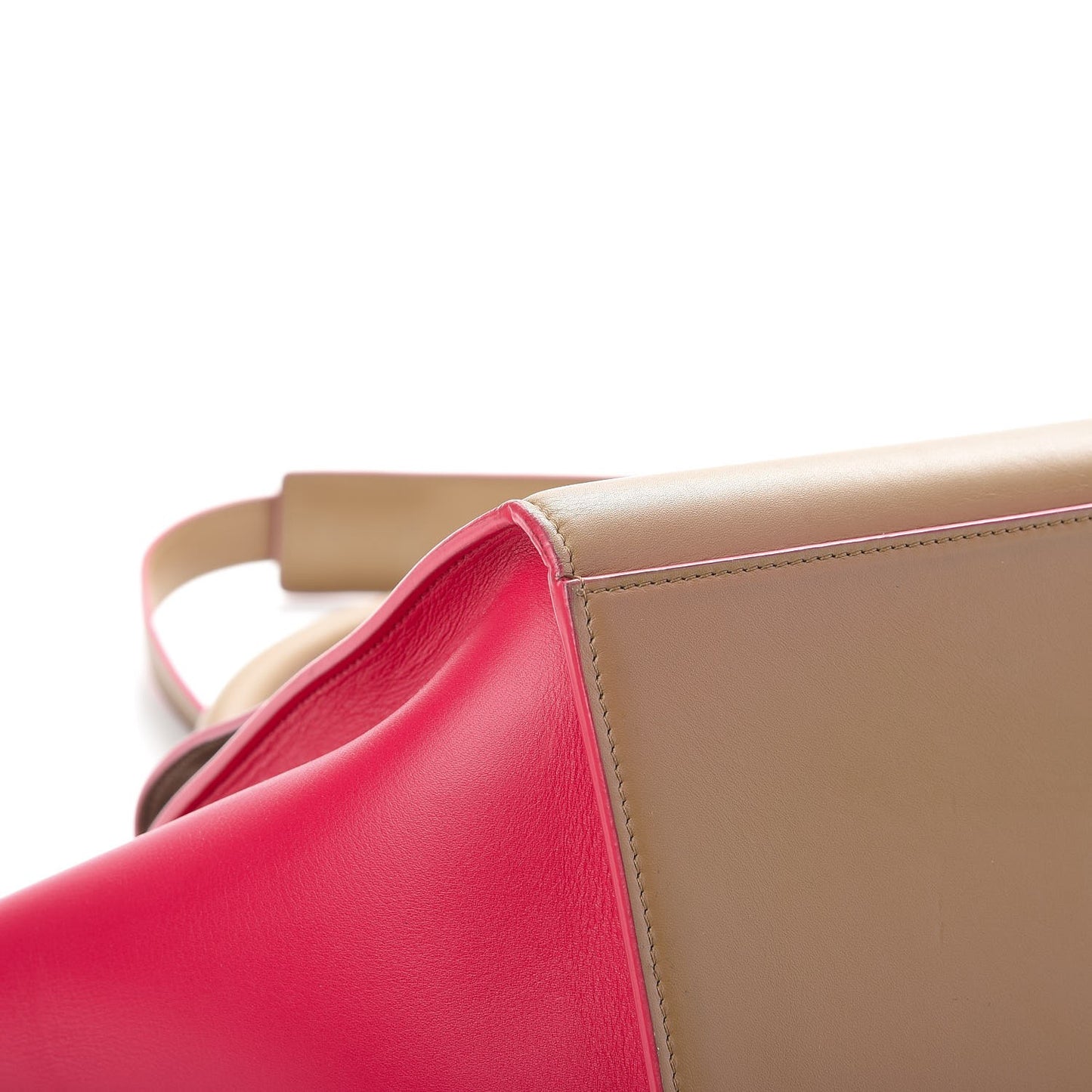 Smooth Calfskin Small Bicolor Trapeze Taupe Fuchsia