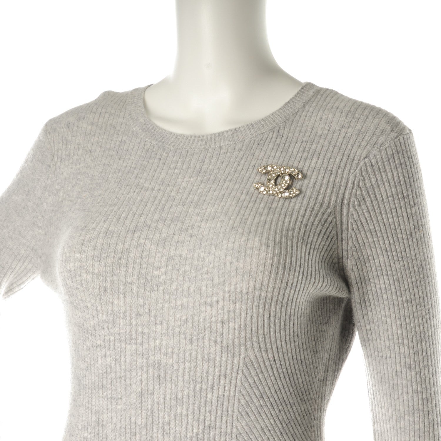 Chanel Crystal Large CC Brooch Silver 2 of 4