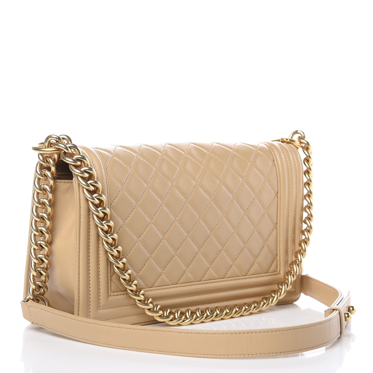 Lambskin Quilted Medium Boy Flap Light Beige