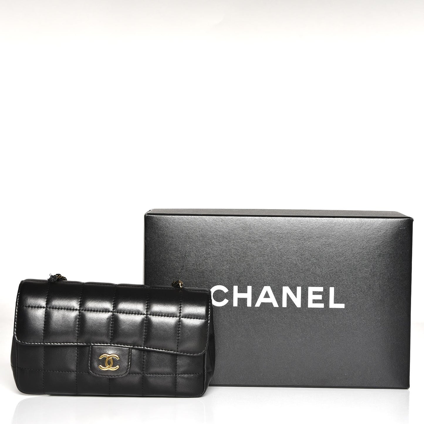 Lambskin Quilted Mini Chocolate Bar Flap Black