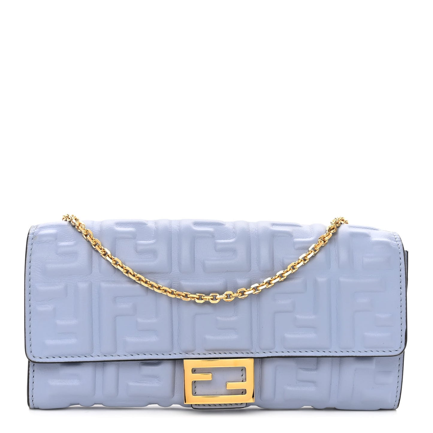 Nappa Matisse FF Embossed Continental Wallet on Chain Placid Blue
