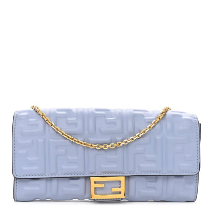 Fendi Nappa Matisse FF Embossed Continental Wallet on Chain Placid Blue 1 of 9