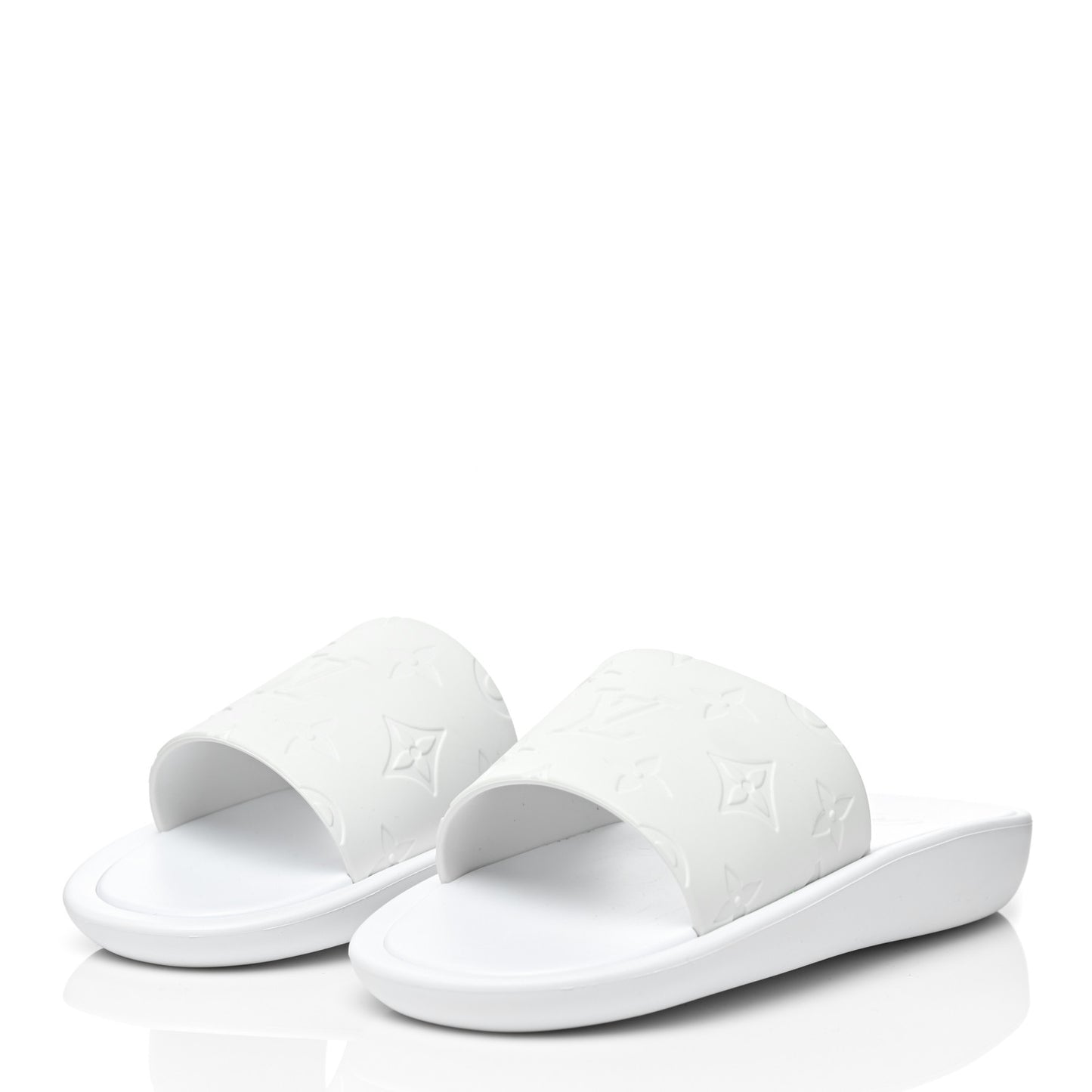 Rubber Monogram Embossed Sunbath Flat Mule 36 White
