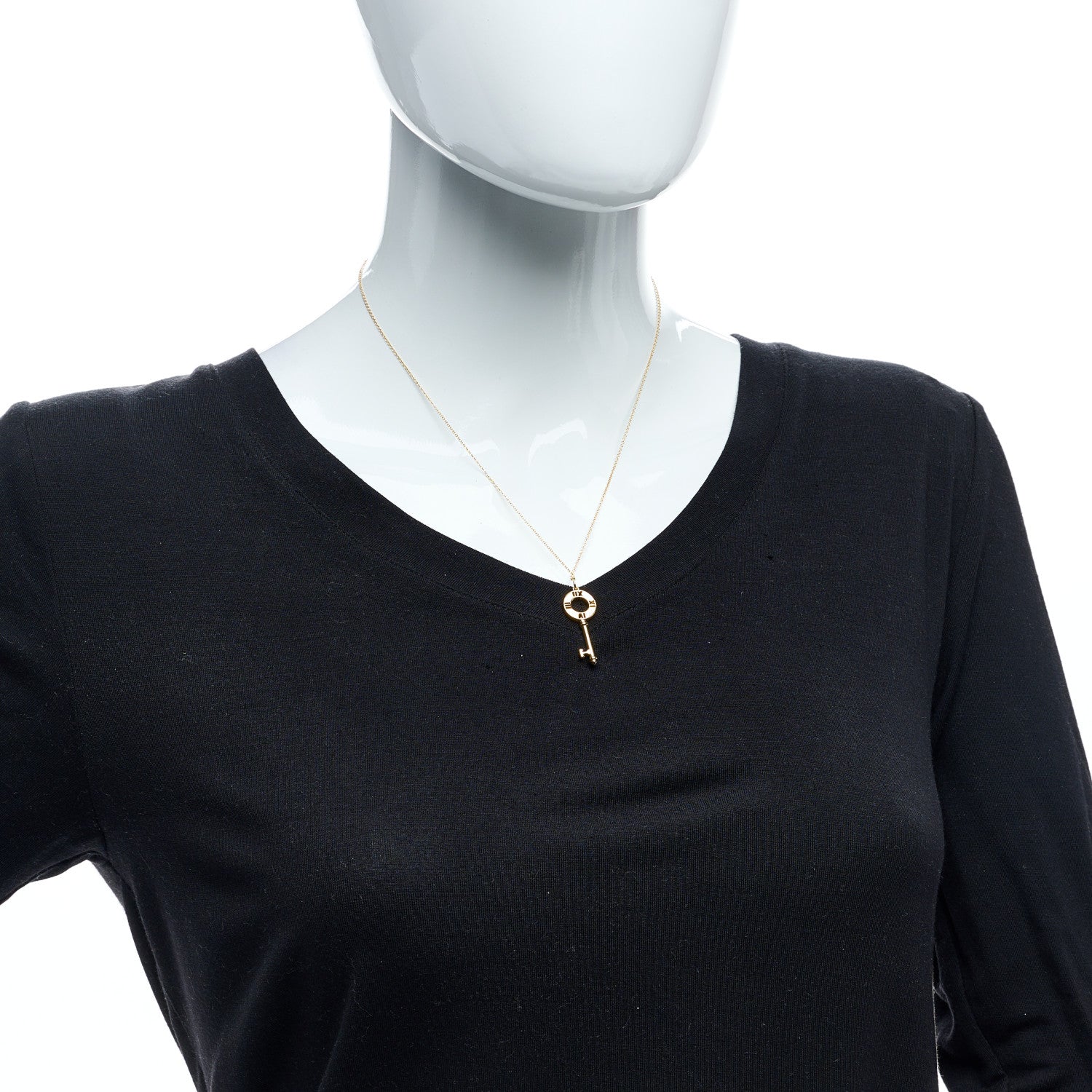 Tiffany 18K Yellow Gold Diamond Atlas Pierced Key Pendant Necklace 3 of 5