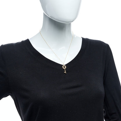 Tiffany 18K Yellow Gold Diamond Atlas Pierced Key Pendant Necklace 3 of 5
