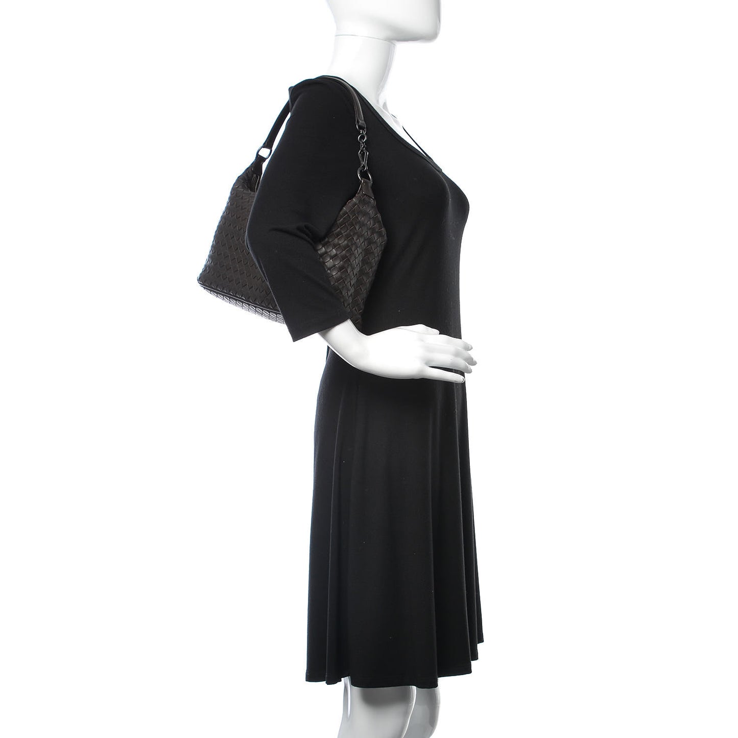 Nappa Intrecciato Small Shoulder Bag Ebano
