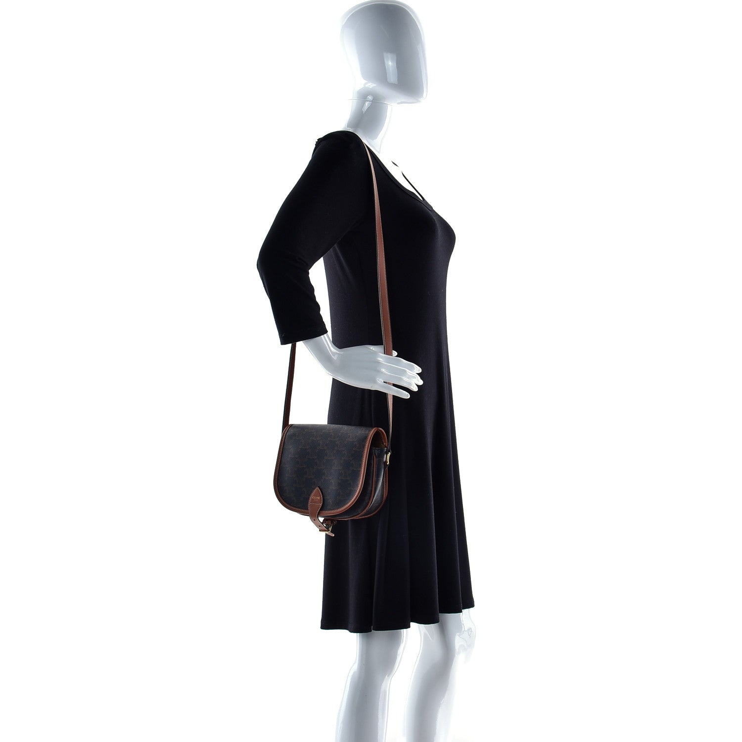 Celine Triomphe Canvas Folco Bag Tan 2 of 13