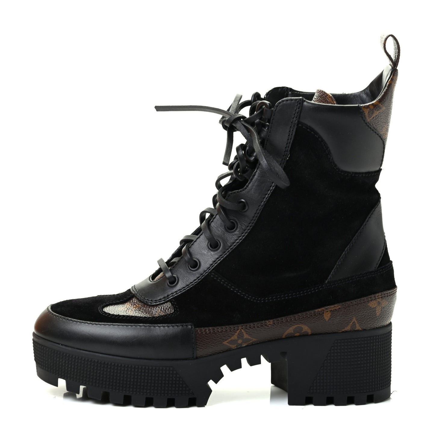 Suede Calfskin Monogram Laureate Platform Desert Boots 39 Black
