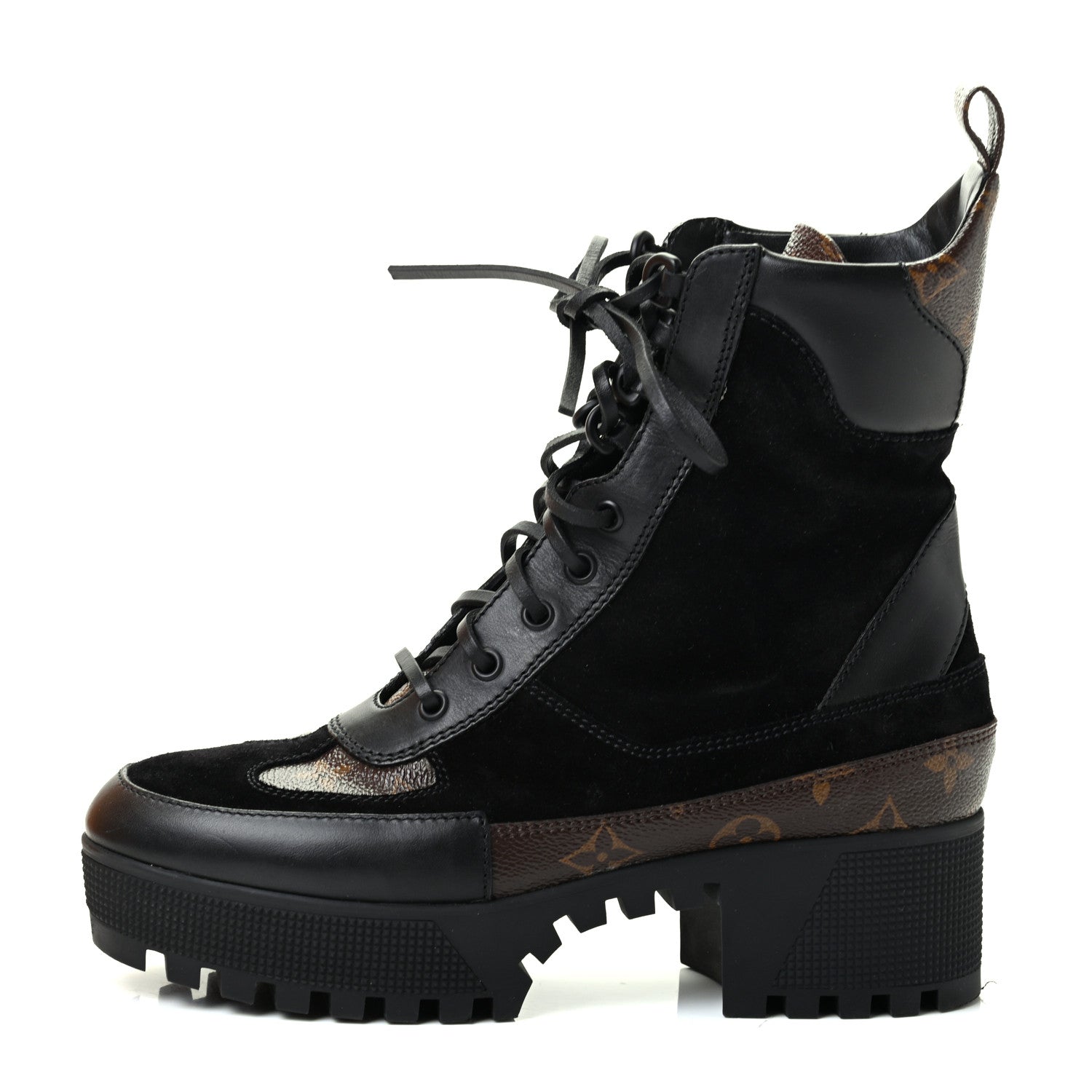 Louis Vuitton Suede Calfskin Monogram Laureate Platform Desert Boots 39 Black 1 of 9