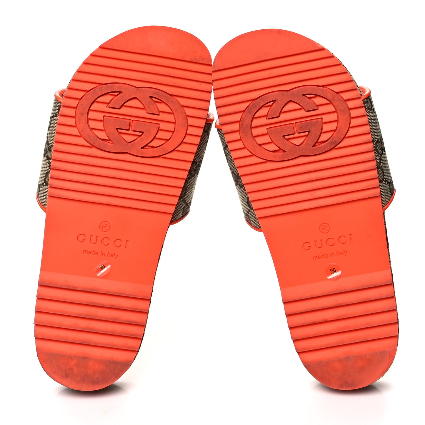X NORTH FACE Canvas GG Monogram Womens Slide Sandals 39 Beige Mystic White Deep Orange