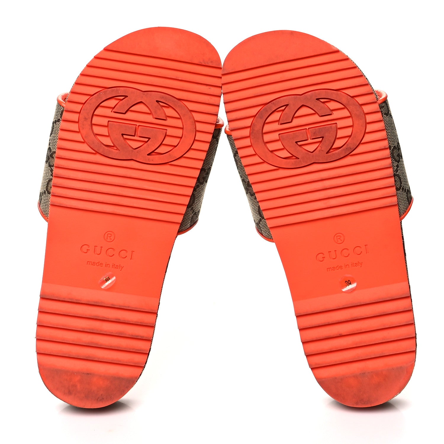 Gucci X NORTH FACE Canvas GG Monogram Womens Slide Sandals 39 Beige Mystic White Deep Orange 5 of 8