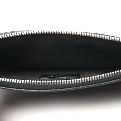 Chanel Caviar CC Classic Zip Pouch Black Blue Green 5 of 10