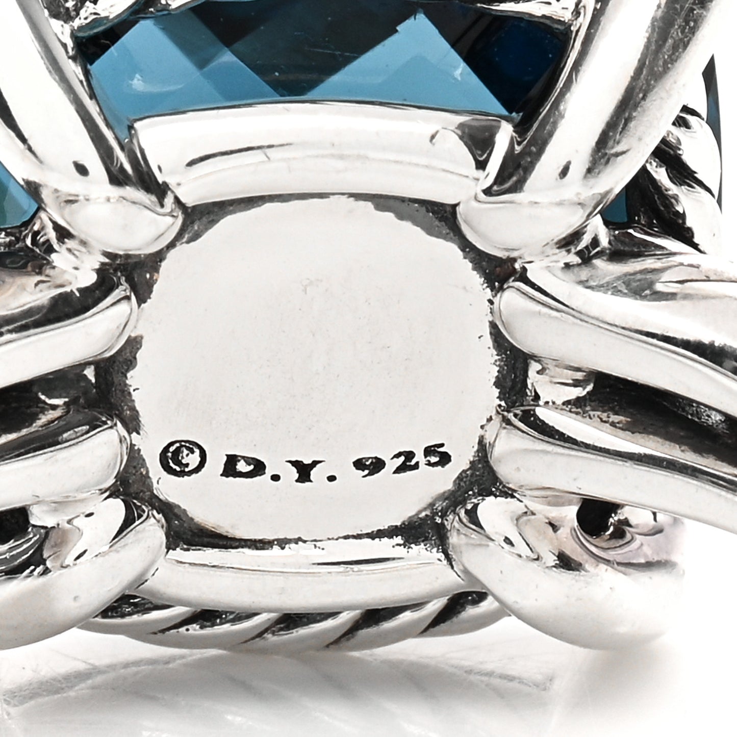 Sterling Silver Diamond Hampton Blue Topaz 14mm Chatelaine Ring 52 6