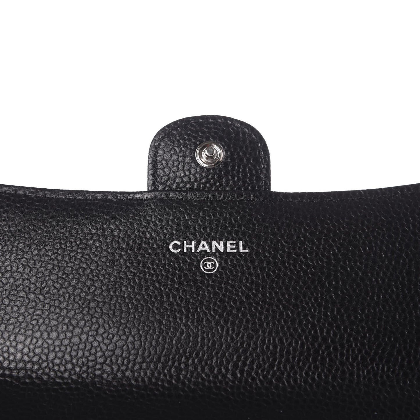 Caviar Quilted Large Flap Gusset Wallet Black