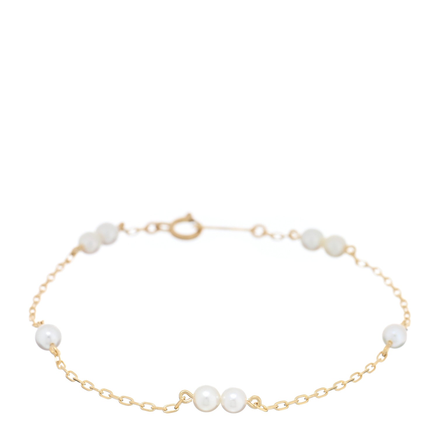 Mikimoto 18K Yellow Gold Akoya Pearl 3.5mm Station Bracelet 1 of 4