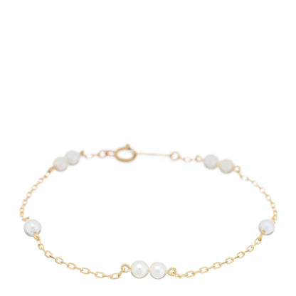 Mikimoto 18K Yellow Gold Akoya Pearl 3.5mm Station Bracelet 1 of 4