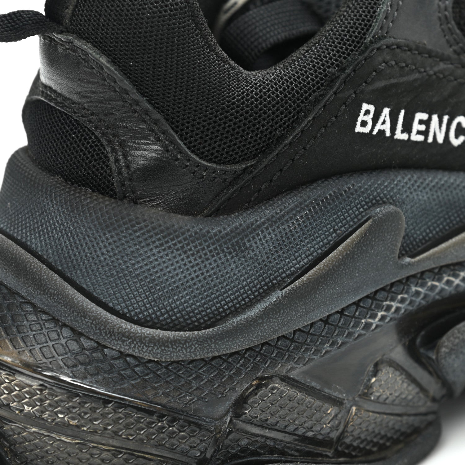 Balenciaga Fabric Mesh Clear Sole Womens Triple S Sneakers 37 Black 12 of 14